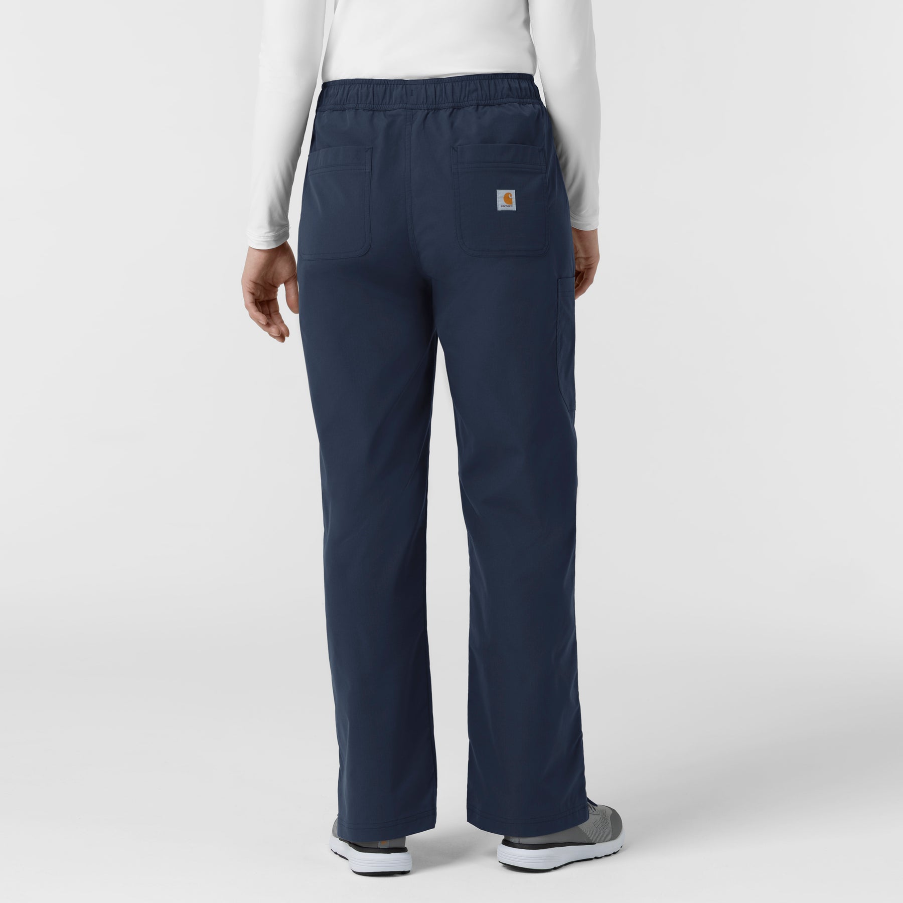 Rugged Flex FLD Women's Ripstop Bootcut Cargo Scrub Pant Navy back view