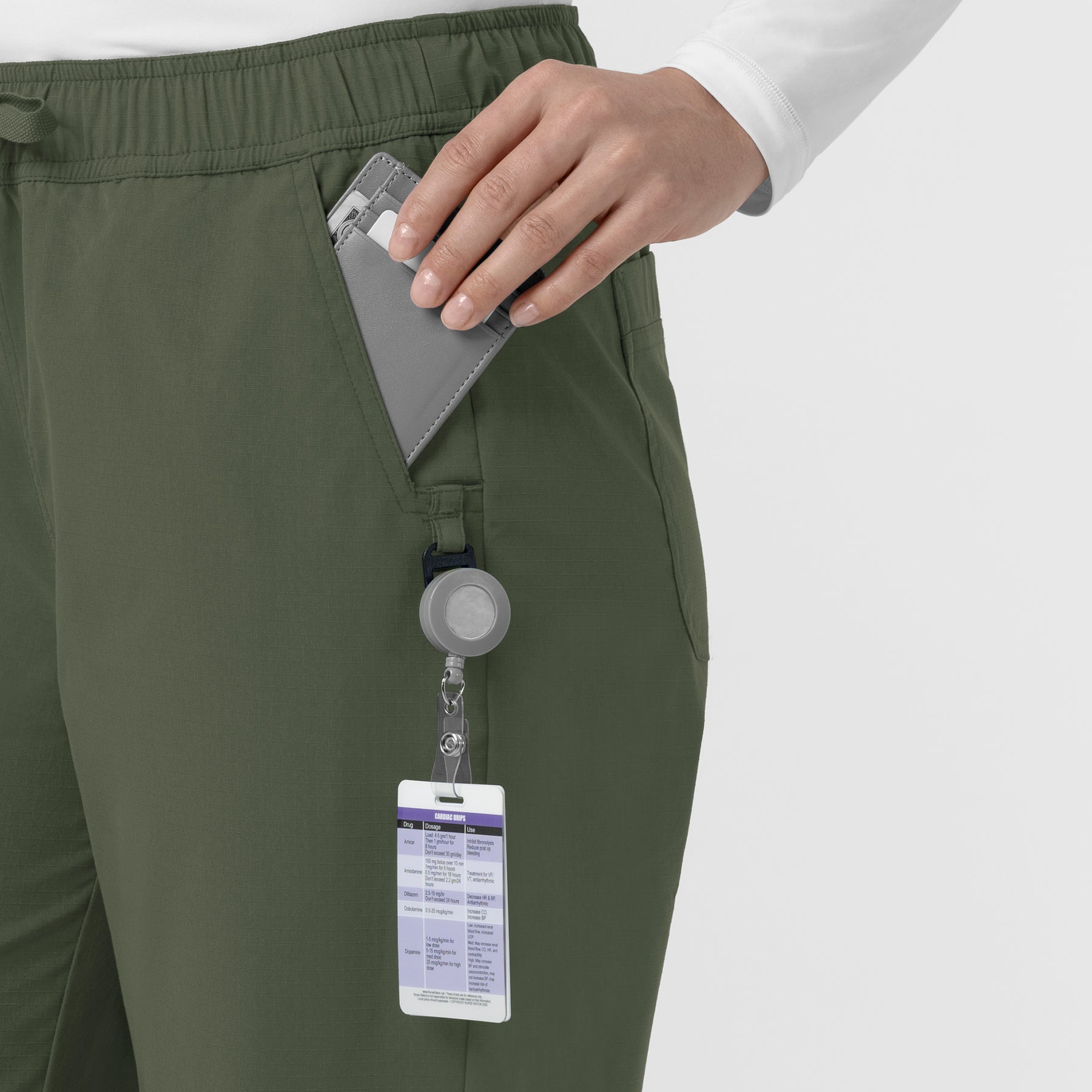 Carhartt Rugged Flex FLD Women's Ripstop Bootcut Cargo Scrub Pant - Olive badge loop