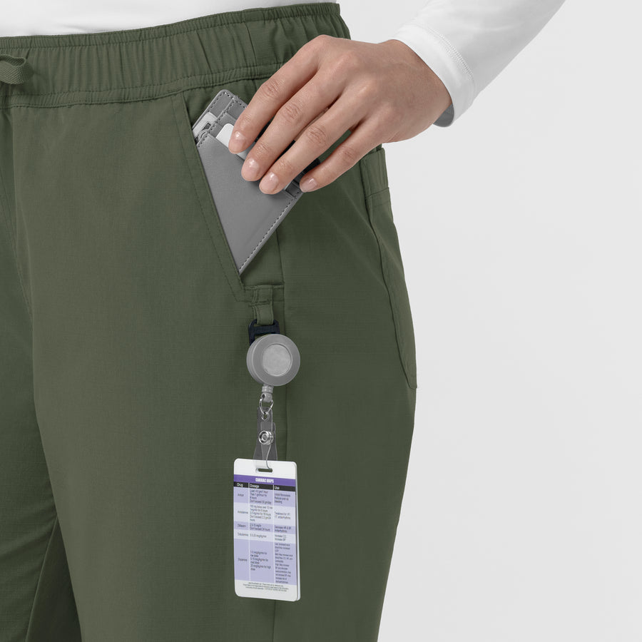 Carhartt Rugged Flex FLD Women's Ripstop Bootcut Cargo Scrub Pant - Olive badge loop