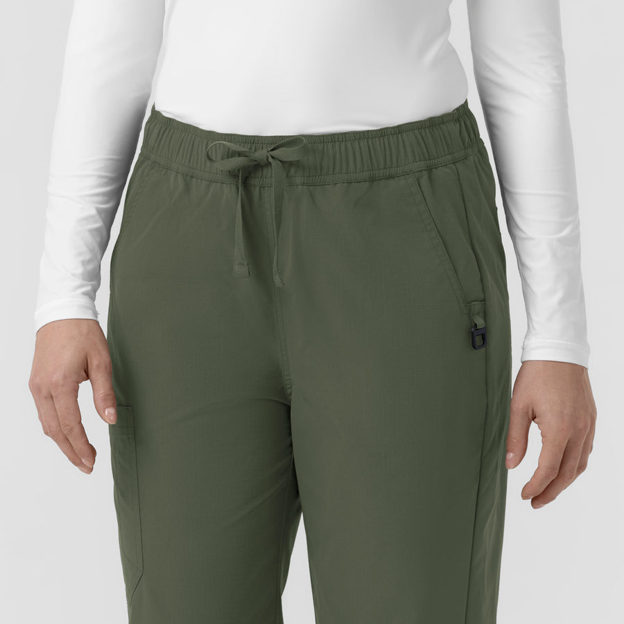 Carhartt Rugged Flex FLD Women's Ripstop Bootcut Cargo Scrub Pant - Olive waistband