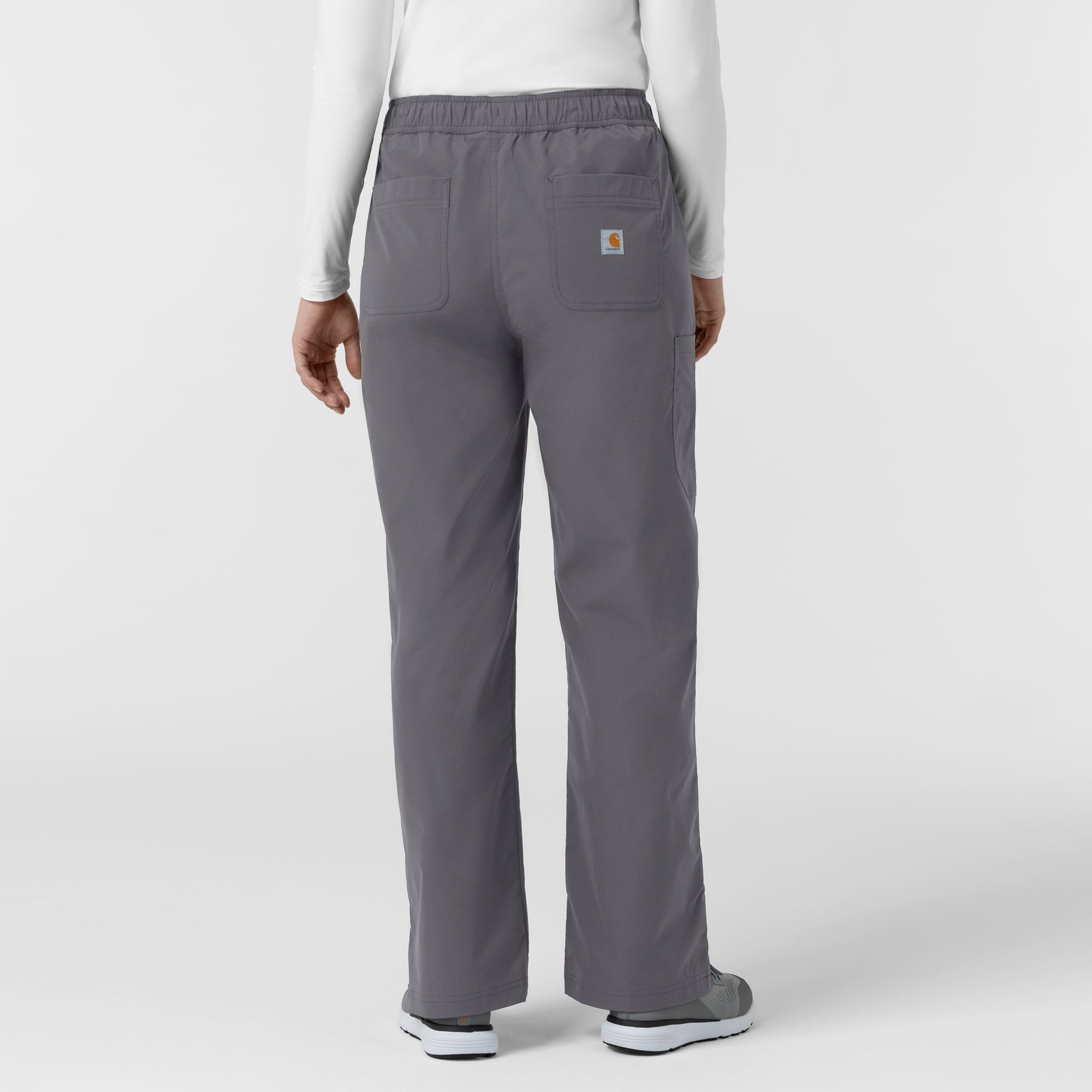 Rugged Flex FLD Women's Ripstop Bootcut Cargo Scrub Pant Pewter back view