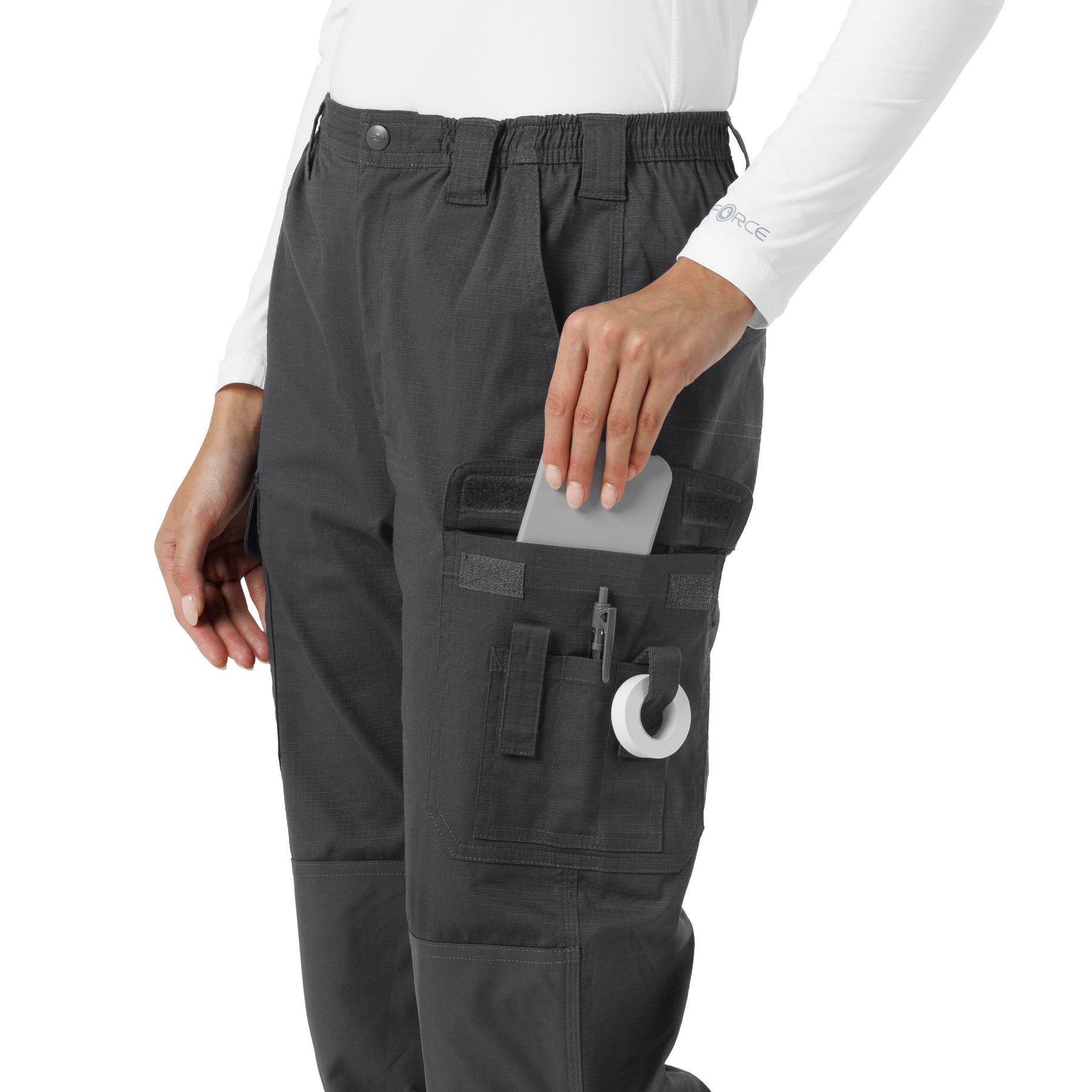 Carhartt Rugged Flex RSCU Women's Ripstop Cargo Pants - Pewter large side pocket