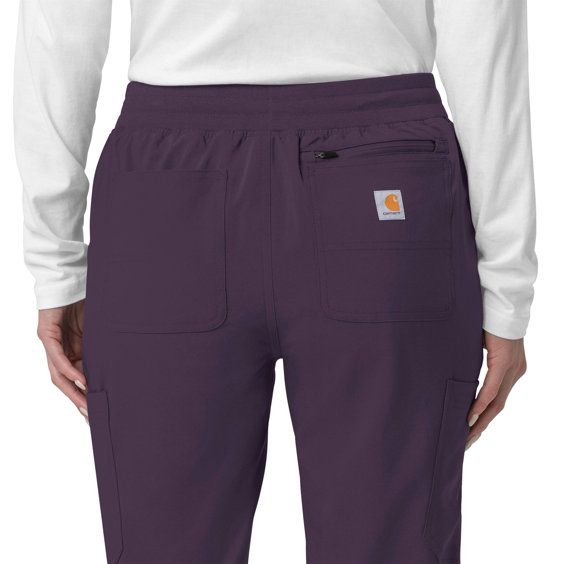 Force Cross-Flex Women's Cargo Jogger Scrub Pant Black Plum side detail 1