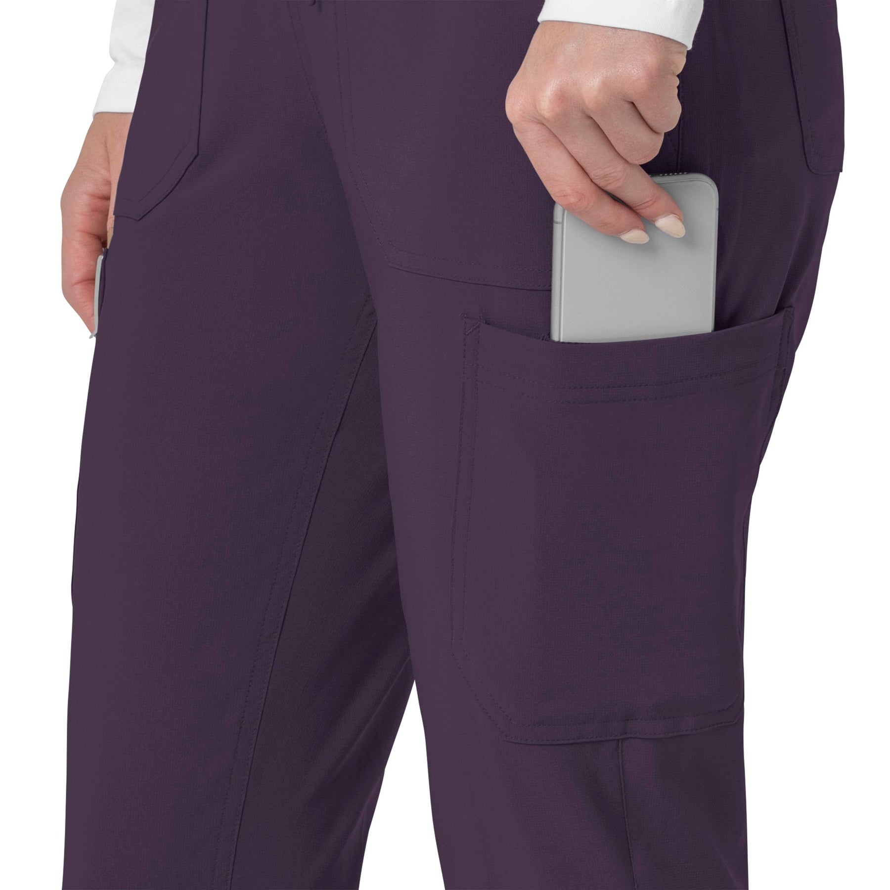 Force Cross-Flex Women's Cargo Jogger Scrub Pant Black Plum back detail