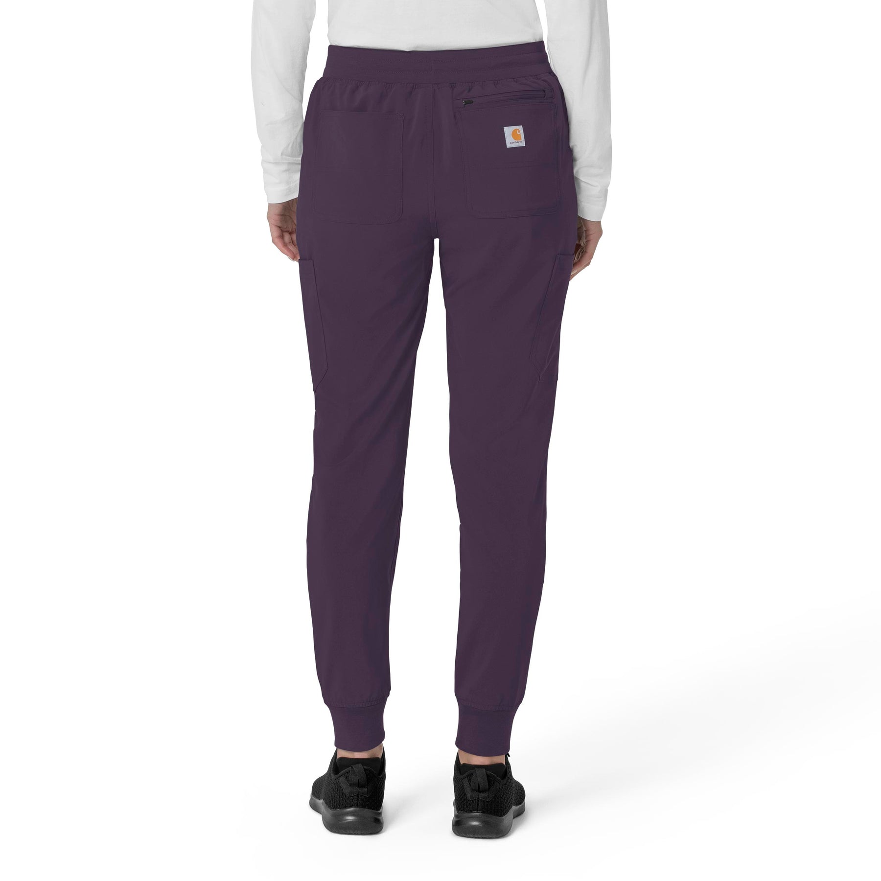 Force Cross-Flex Women's Cargo Jogger Scrub Pant Black Plum back view