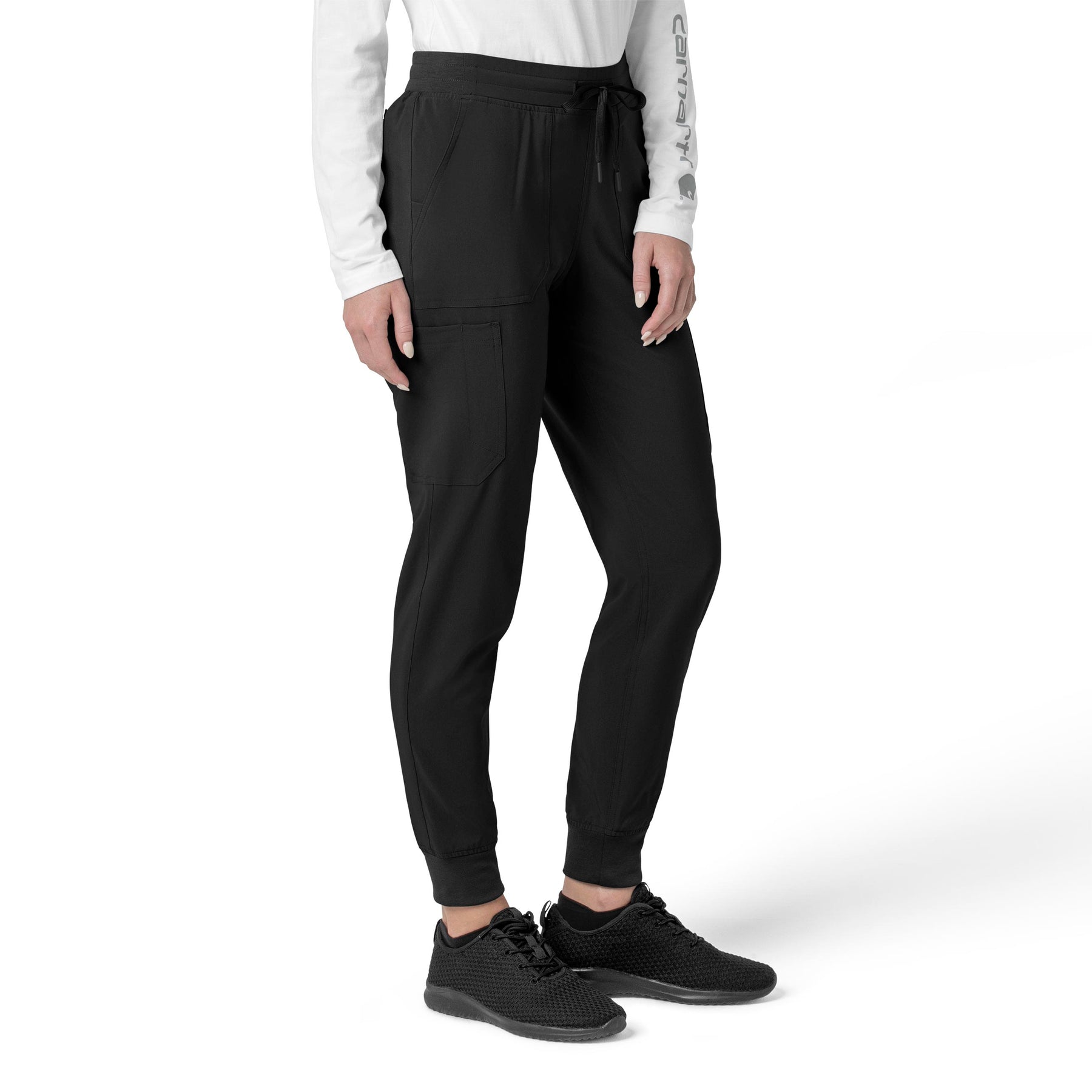 Force Cross-Flex Women's Cargo Jogger Scrub Pant Black side view