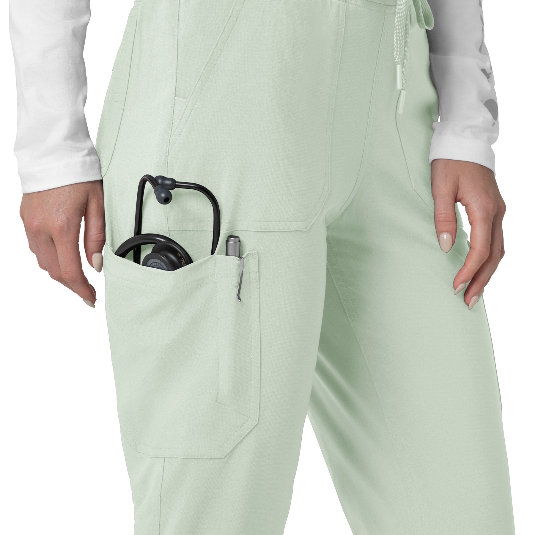 Force Cross-Flex Women's Cargo Jogger Scrub Pant Big Sky hemline detail