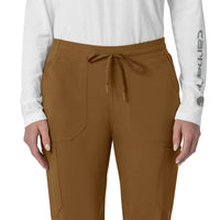 Force Cross-Flex Women's Cargo Jogger Scrub Pant Carhartt Brown front detail