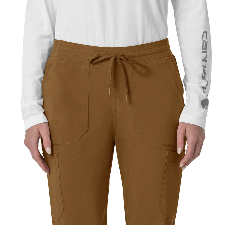 Force Cross-Flex Women's Cargo Jogger Scrub Pant Carhartt Brown front detail