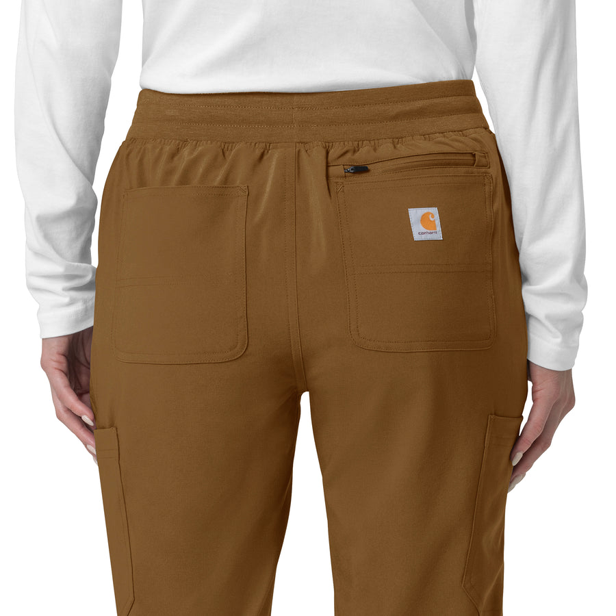 Force Cross-Flex Women's Cargo Jogger Scrub Pant Carhartt Brown side detail 1