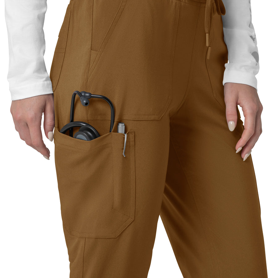 Force Cross-Flex Women's Cargo Jogger Scrub Pant Carhartt Brown hemline detail