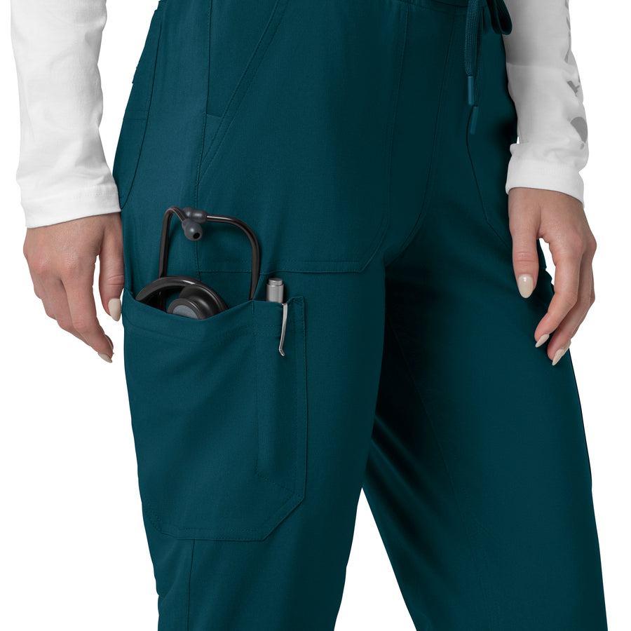 Force Cross-Flex Women's Cargo Jogger Scrub Pant Caribbean hemline detail