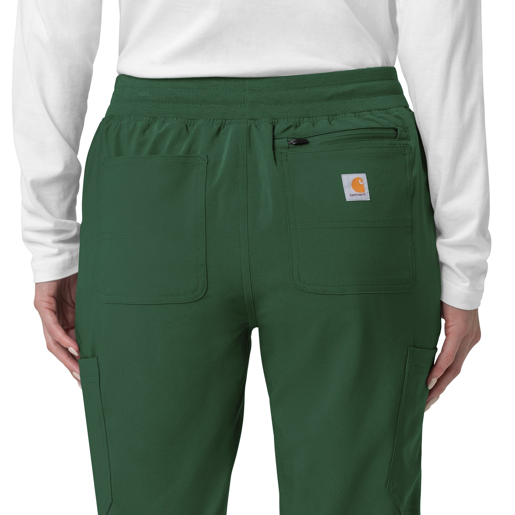 Carhartt Cross-Flex Women's Cargo Jogger Scrub Pant - Douglas Fir back pockets