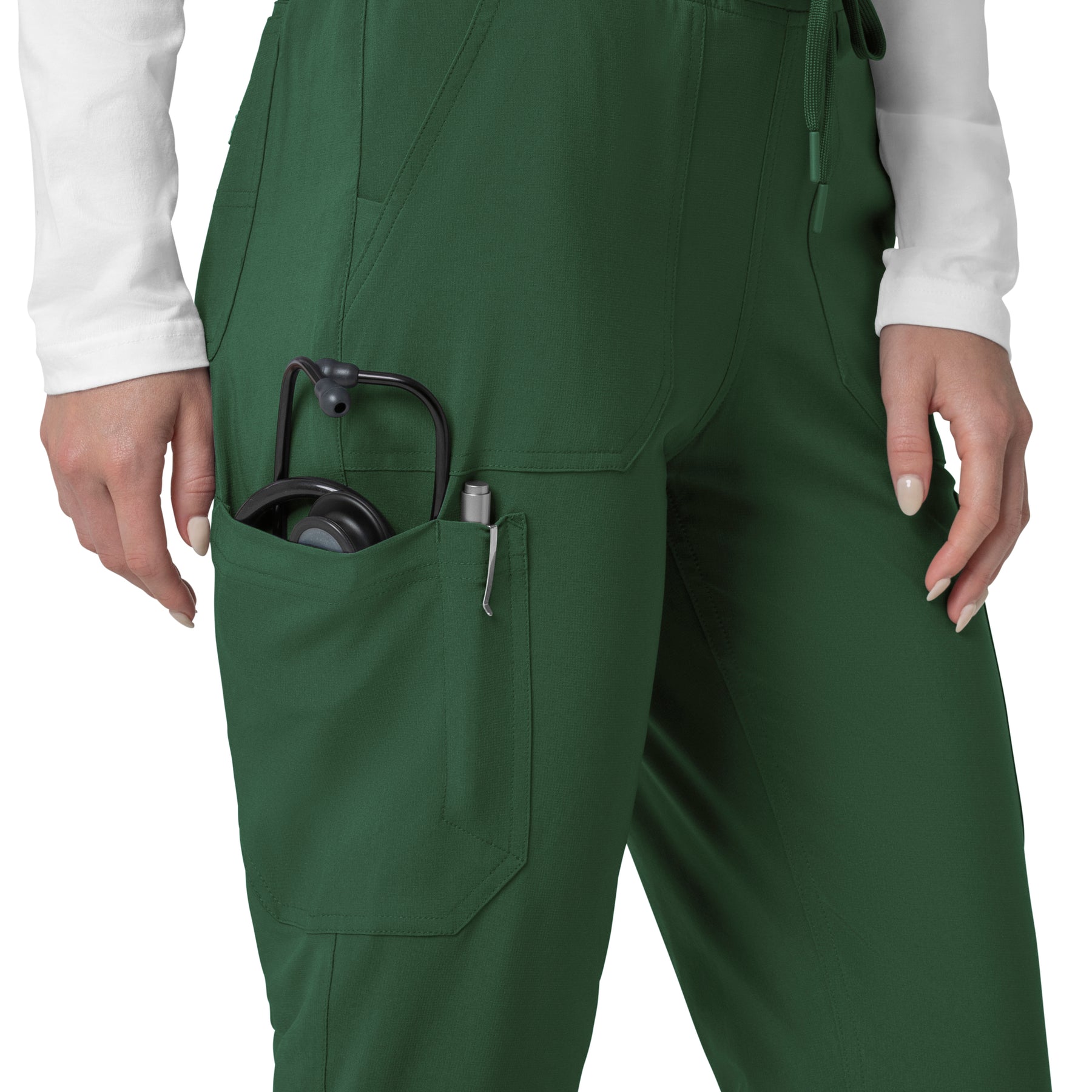 Carhartt Cross-Flex Women's Cargo Jogger Scrub Pant - Douglas Fir cargo pocket
