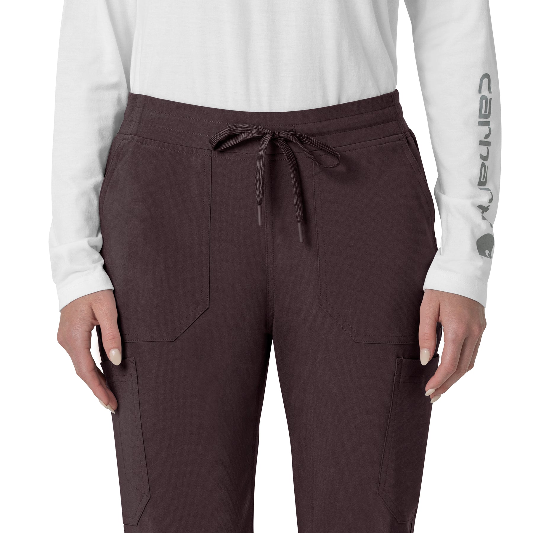 Force Cross-Flex Women's Cargo Jogger Scrub Pant Dark Sepia front detail