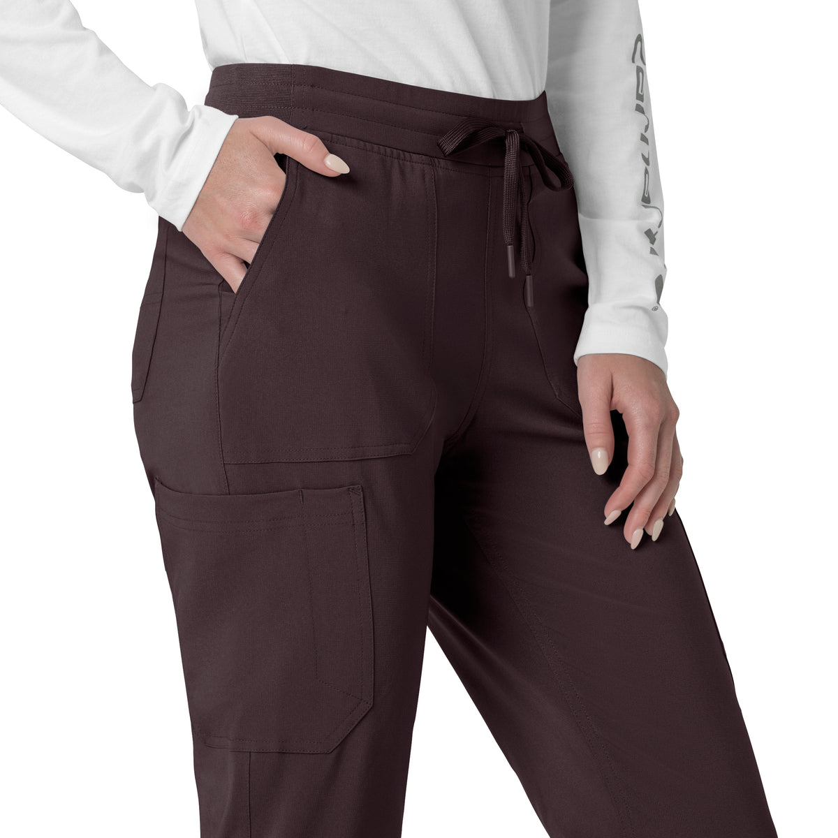 Force Cross-Flex Women's Cargo Jogger Scrub Pant Dark Sepia side detail 2
