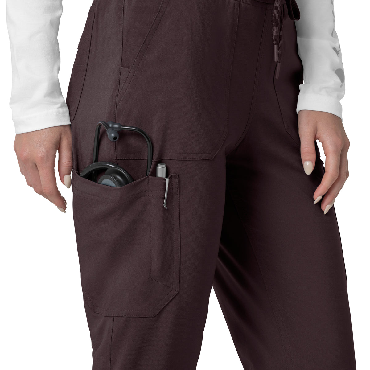 Force Cross-Flex Women's Cargo Jogger Scrub Pant Dark Sepia hemline detail
