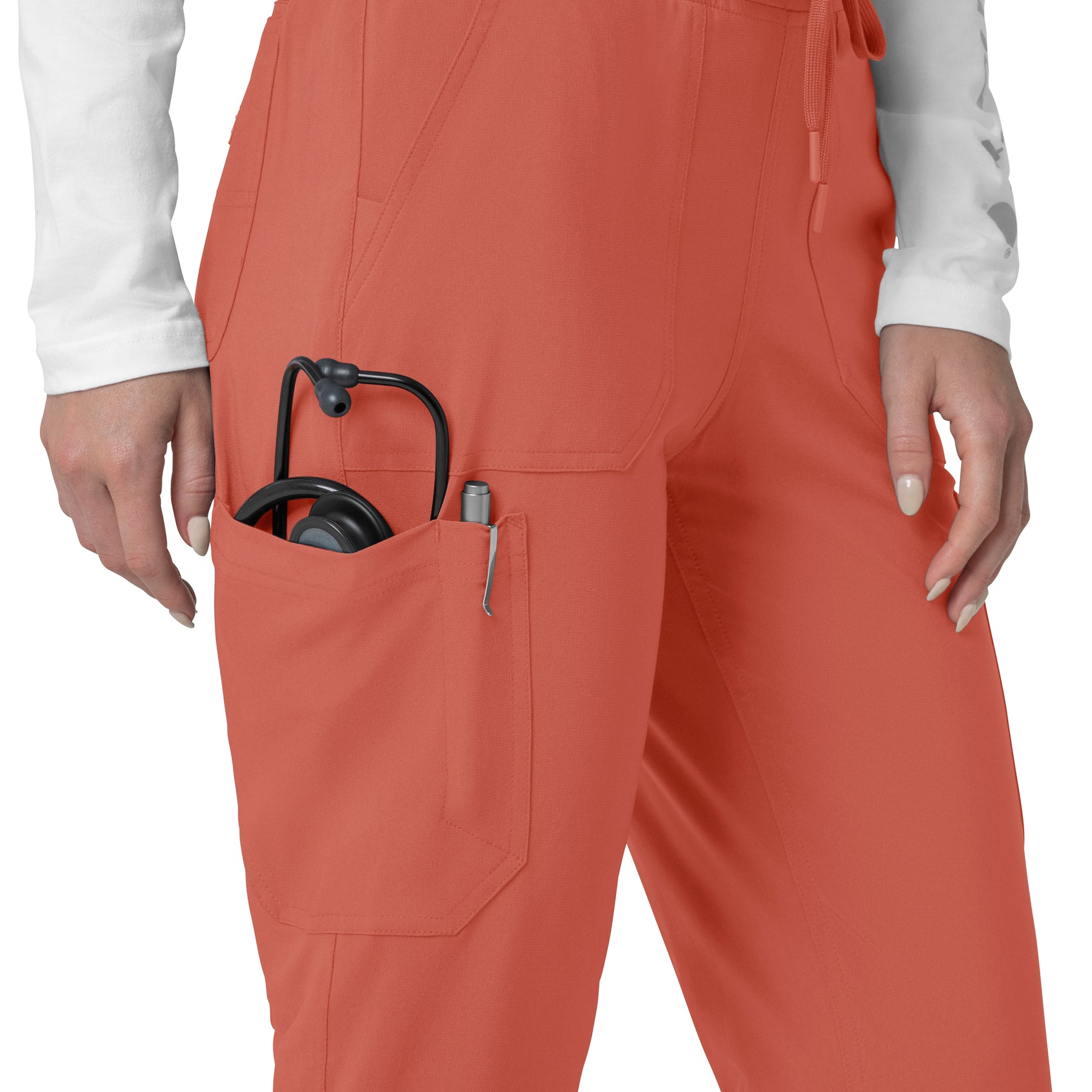 Force Cross-Flex Women's Cargo Jogger Scrub Pant Dusty Cedar hemline detail