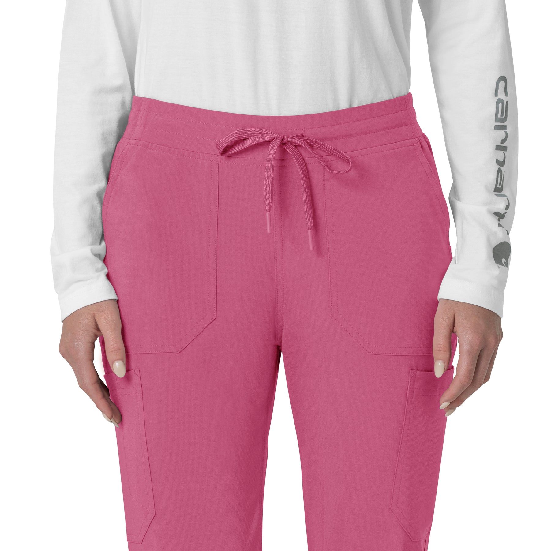 Force Cross-Flex Women's Cargo Jogger Scrub Pant Electric Fuschia front detail