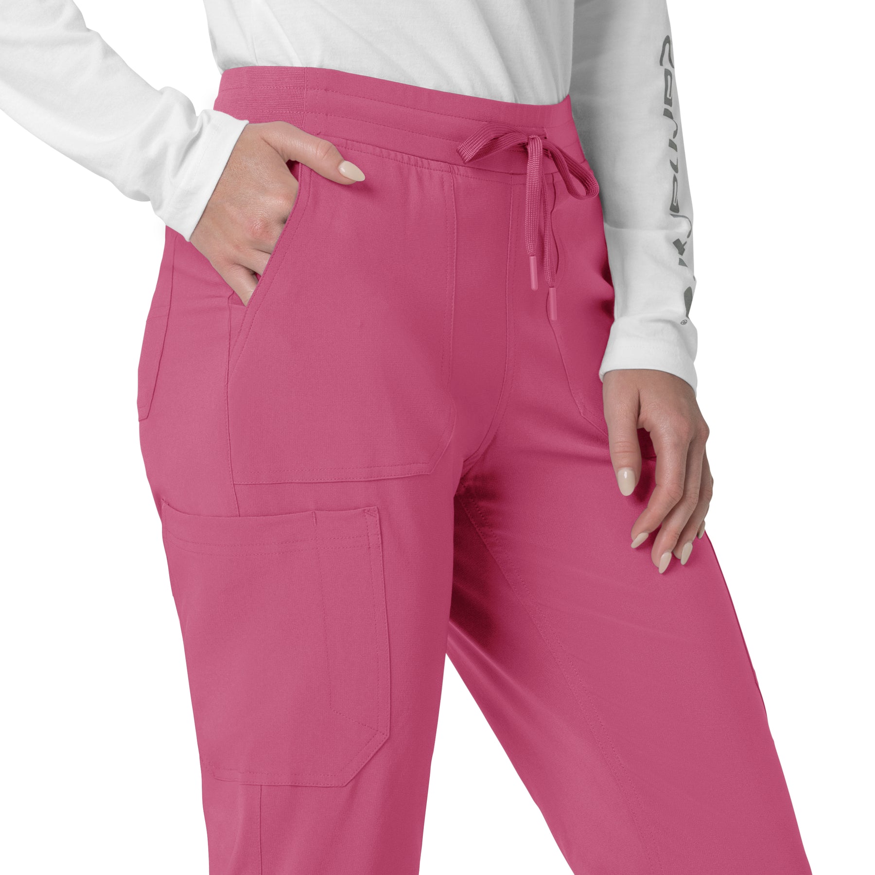 Force Cross-Flex Women's Cargo Jogger Scrub Pant Electric Fuschia side detail 2