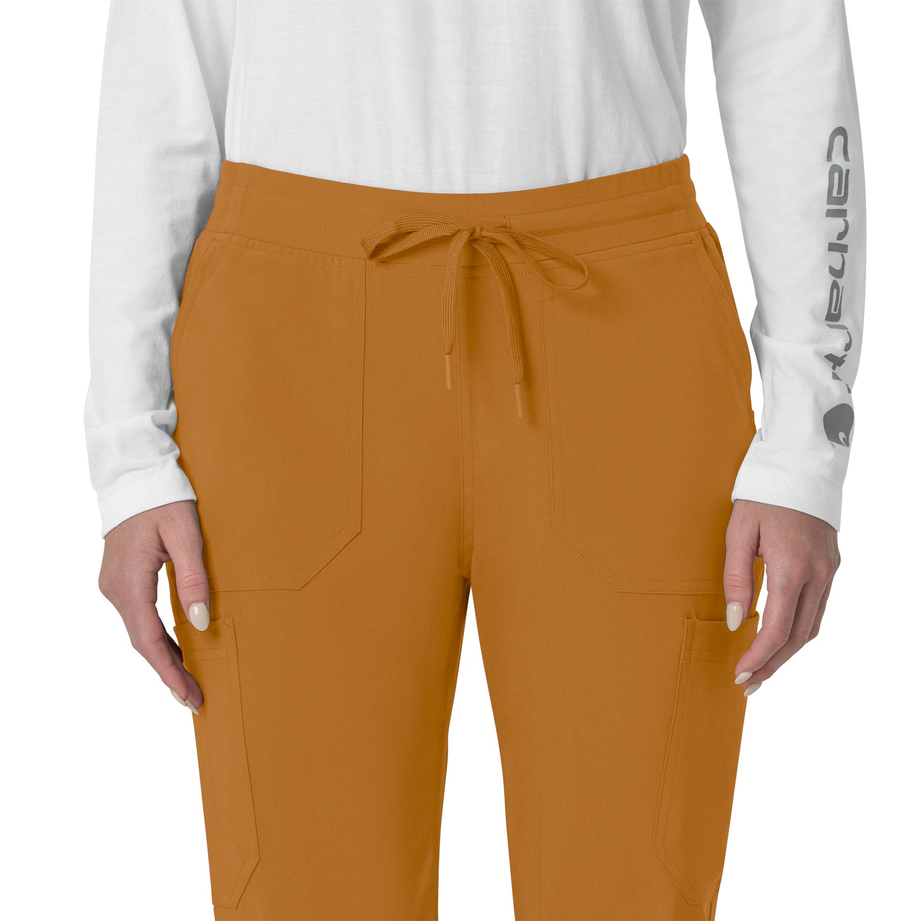 Force Cross-Flex Women's Cargo Jogger Scrub Pant Fox Brown front detail