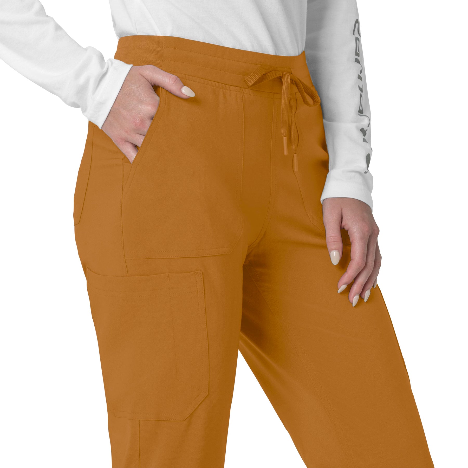 Force Cross-Flex Women's Cargo Jogger Scrub Pant Fox Brown side detail 2