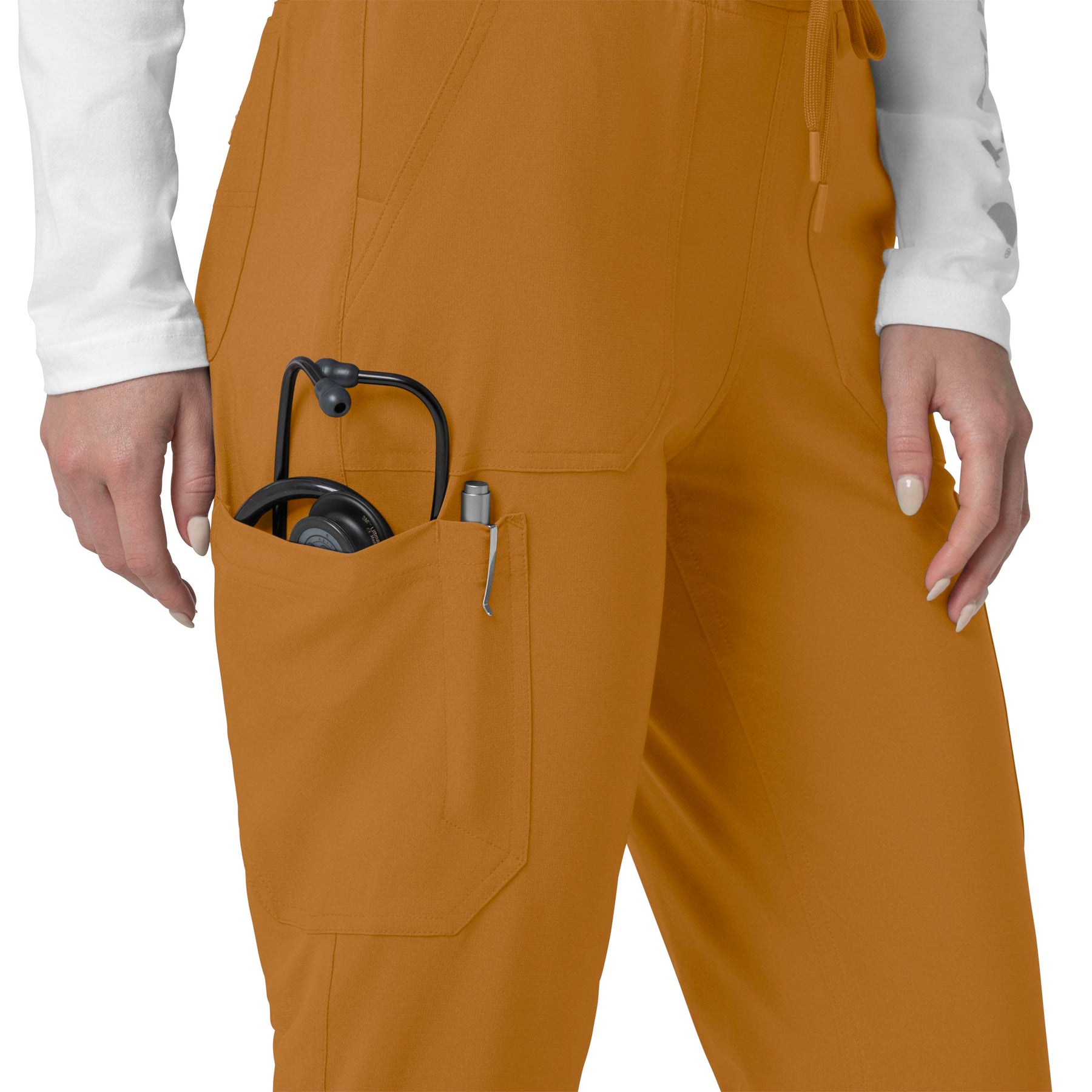 Force Cross-Flex Women's Cargo Jogger Scrub Pant Fox Brown hemline detail