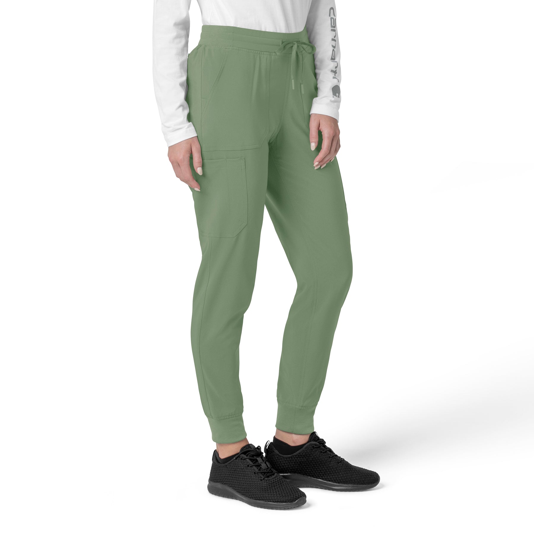 Force Cross-Flex Women's Cargo Jogger Scrub Pant Green Slate side view