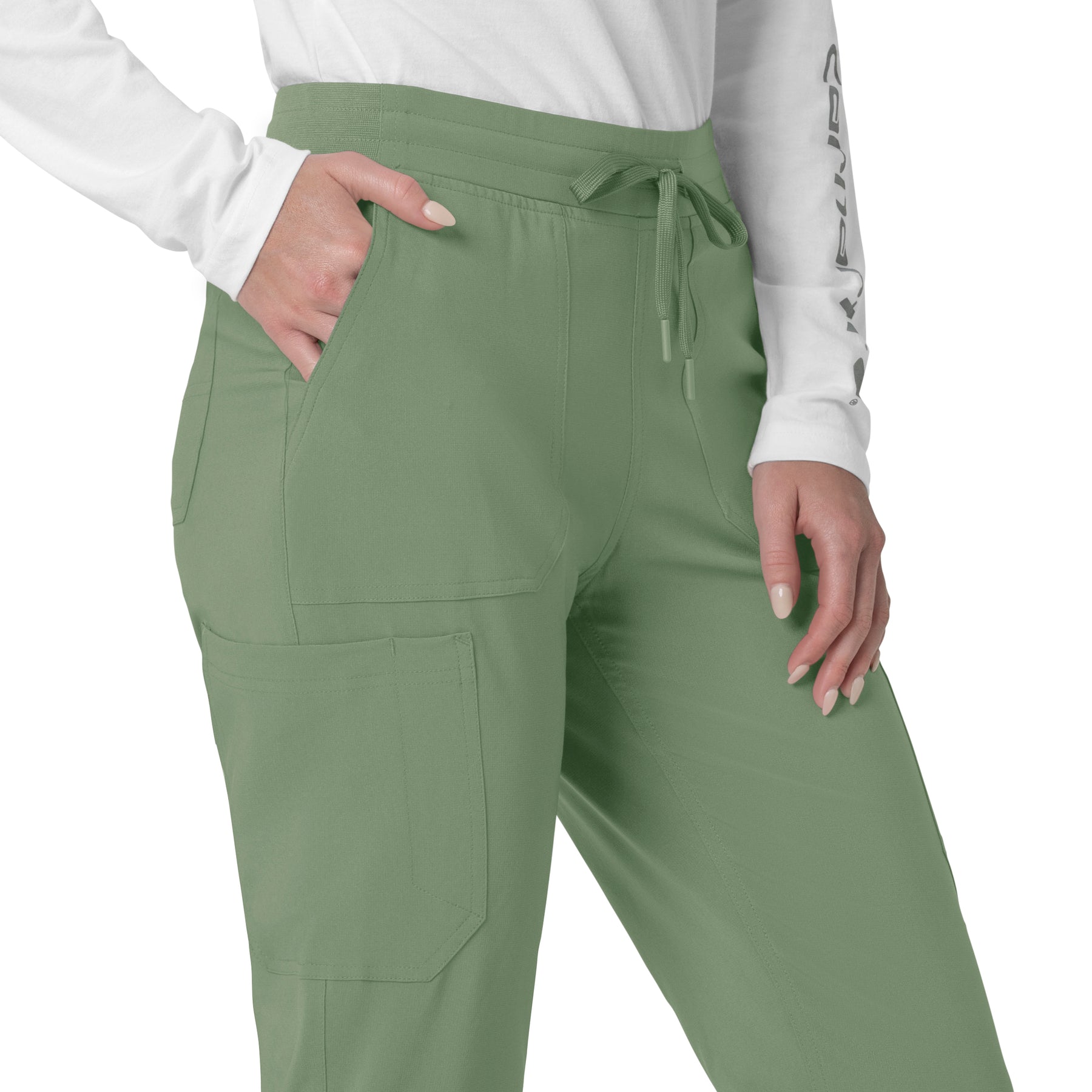 Force Cross-Flex Women's Cargo Jogger Scrub Pant Green Slate side detail 2