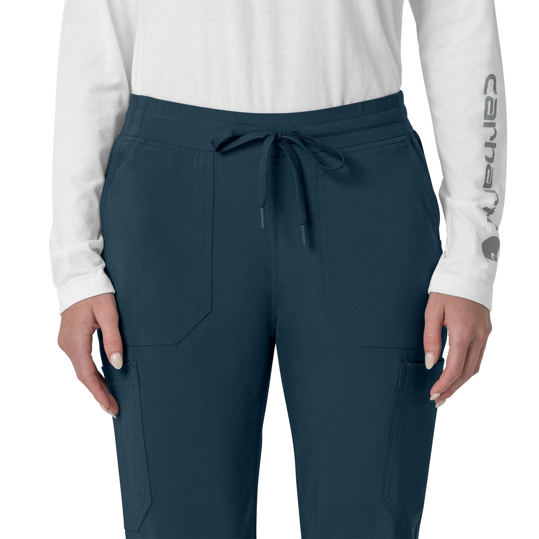 Force Cross-Flex Women's Cargo Jogger Scrub Pant Navy front detail