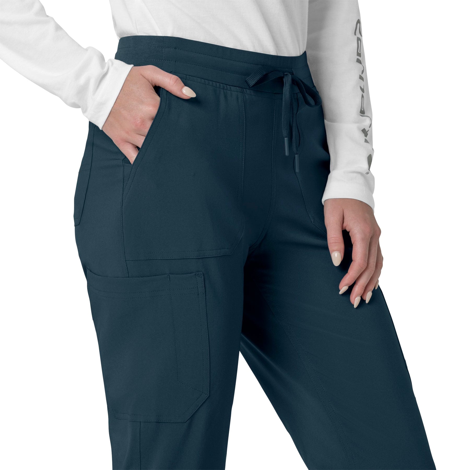 Force Cross-Flex Women's Cargo Jogger Scrub Pant Navy side detail 2