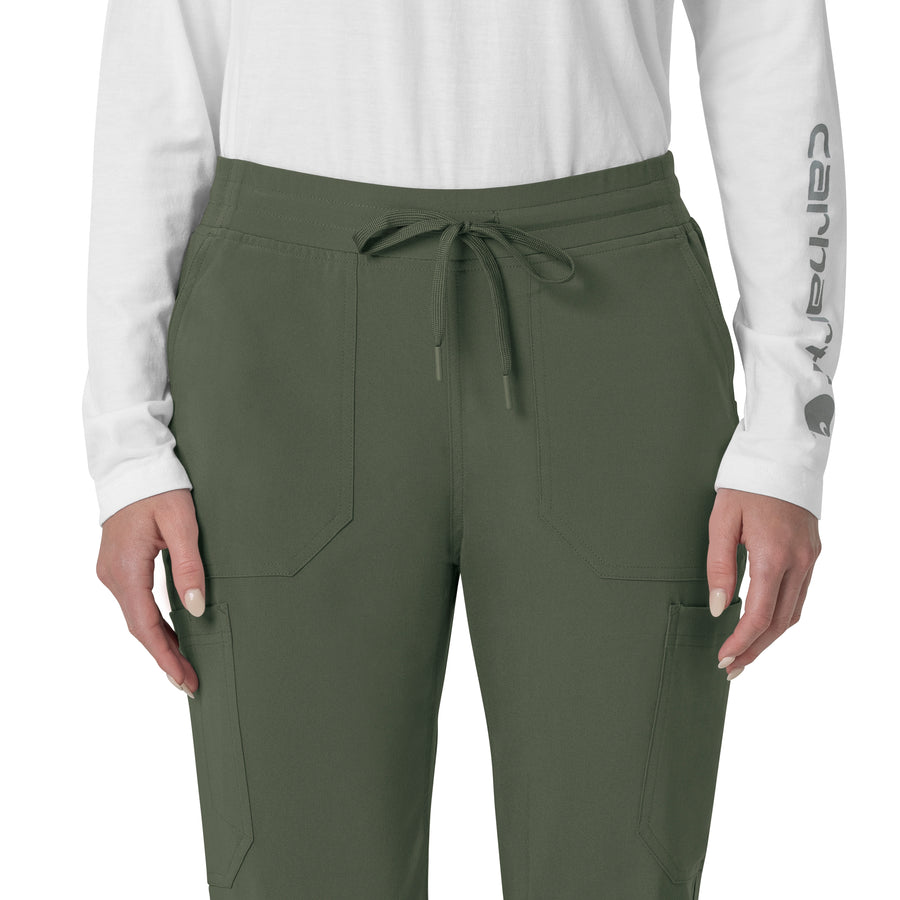 Force Cross-Flex Women's Cargo Jogger Scrub Pant Olive front detail
