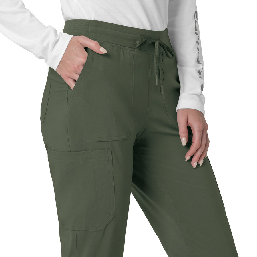 Force Cross-Flex Women's Cargo Jogger Scrub Pant Olive side detail 2