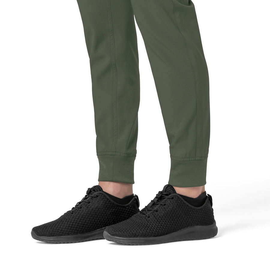 Force Cross-Flex Women's Cargo Jogger Scrub Pant Olive rib knit cuff