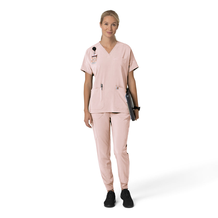 Force Cross-Flex Women's Cargo Jogger Scrub Pant Soft Rose full scrub set