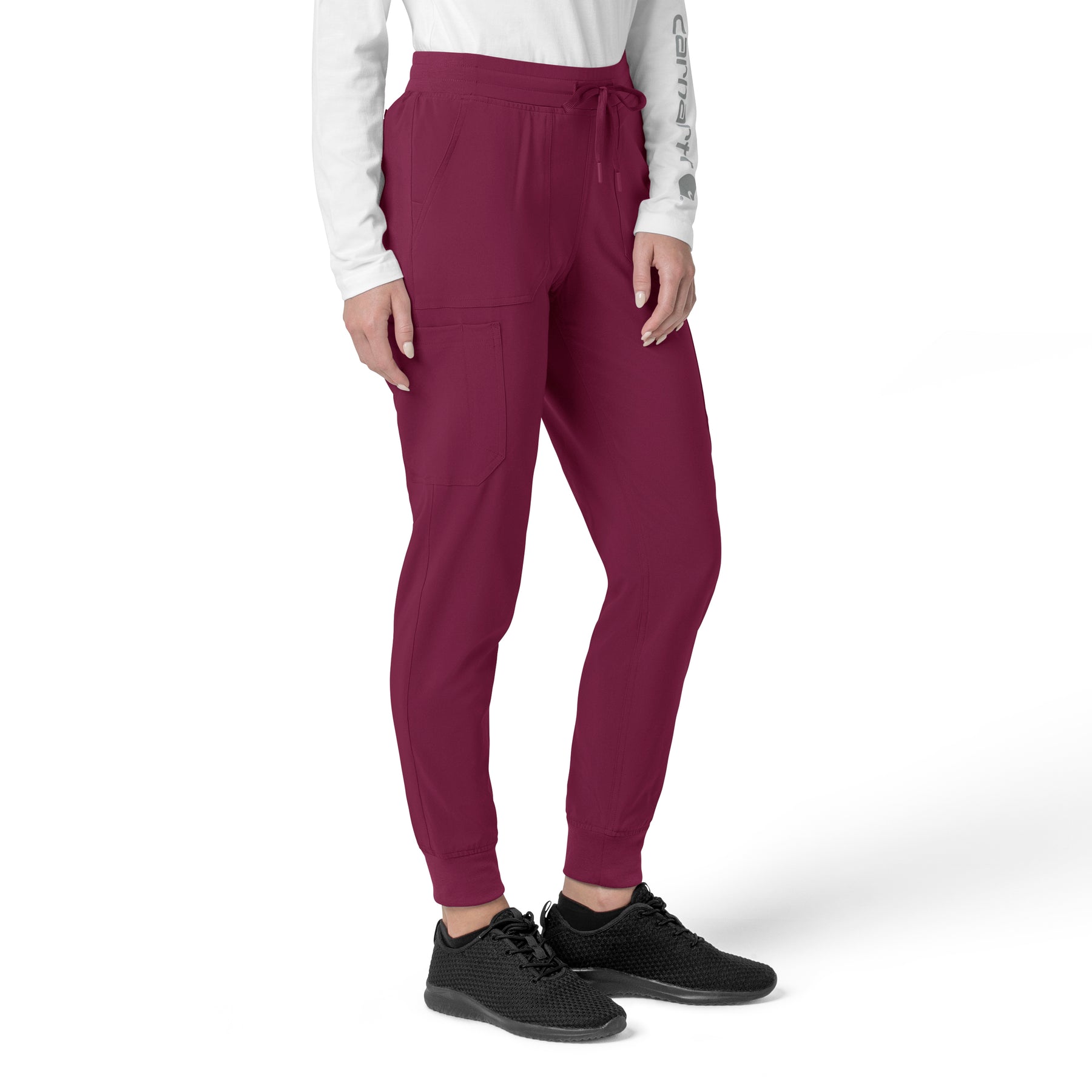 Force Cross-Flex Women's Cargo Jogger Scrub Pant Wine side view