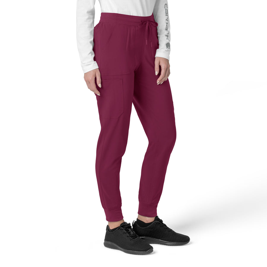 Force Cross-Flex Women's Cargo Jogger Scrub Pant Wine side view