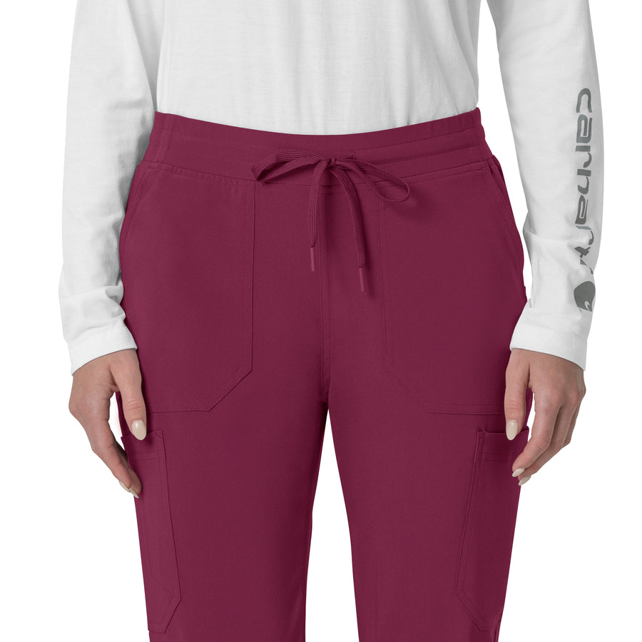 Force Cross-Flex Women's Cargo Jogger Scrub Pant Wine front detail