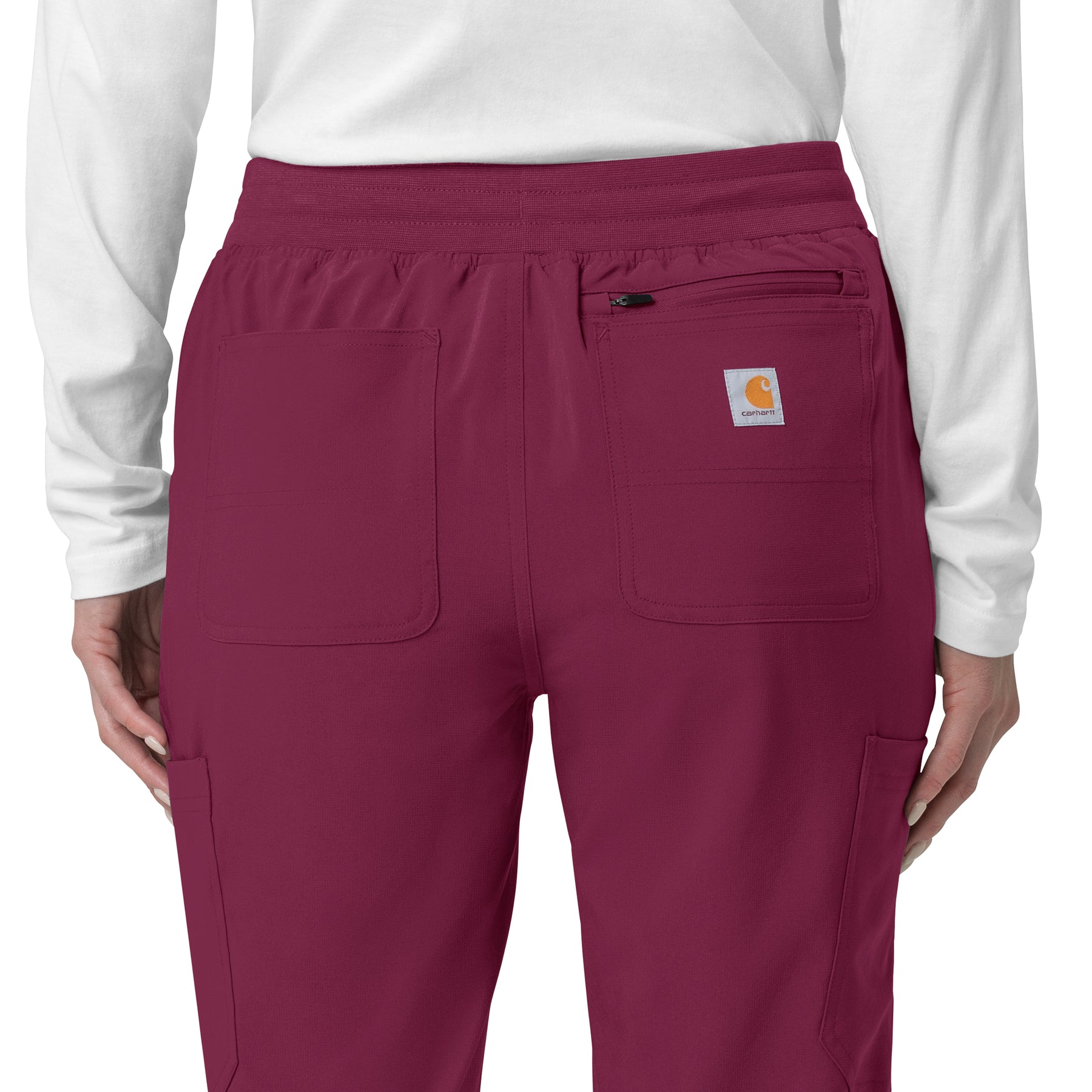 Force Cross-Flex Women's Cargo Jogger Scrub Pant Wine side detail 1