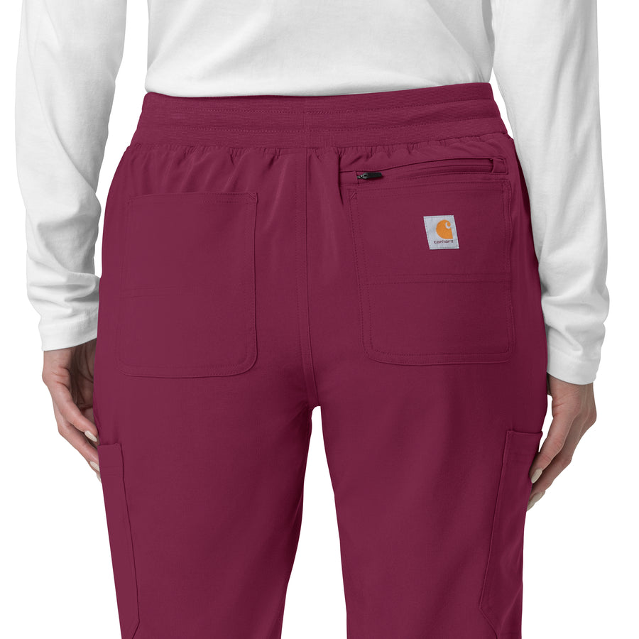 Force Cross-Flex Women's Cargo Jogger Scrub Pant Wine side detail 1