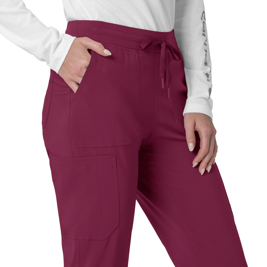 Force Cross-Flex Women's Cargo Jogger Scrub Pant Wine side detail 2