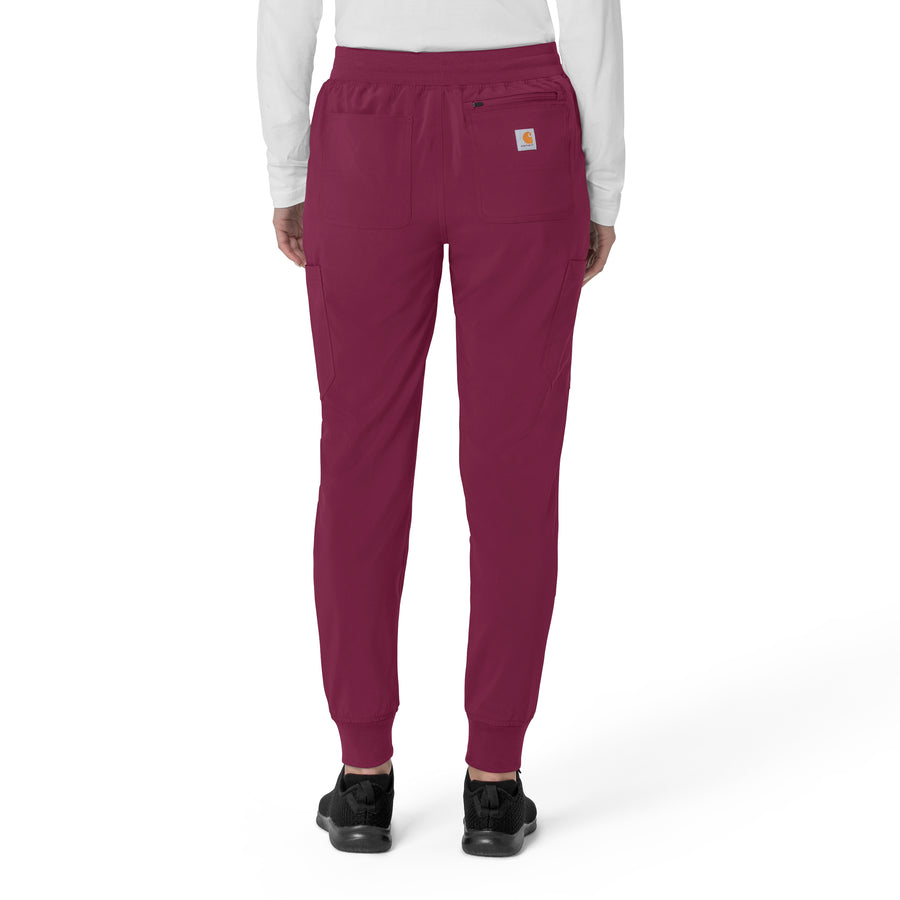 Force Cross-Flex Women's Cargo Jogger Scrub Pant Wine back view
