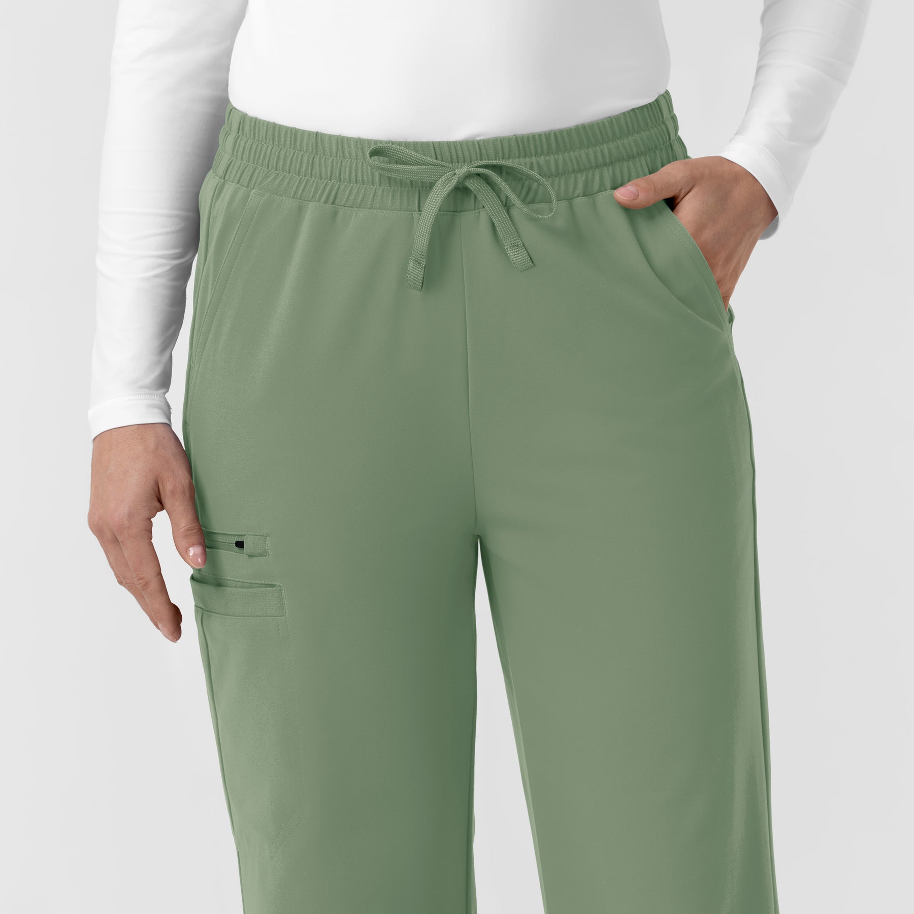 Force Cross-Flex Knit Women's Boot Cut Scrub Pant Green Slate hemline detail