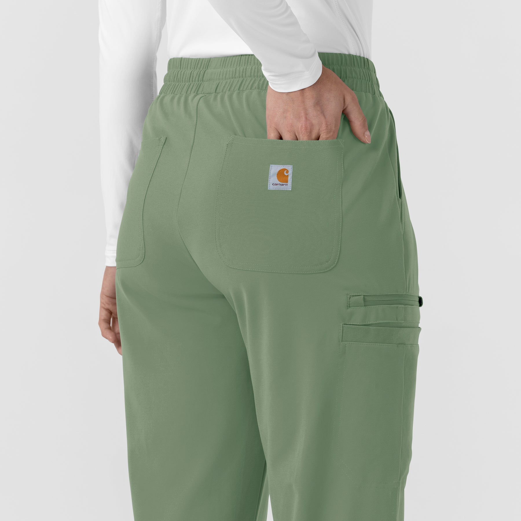 Force Cross-Flex Knit Women's Boot Cut Scrub Pant Green Slate back detail