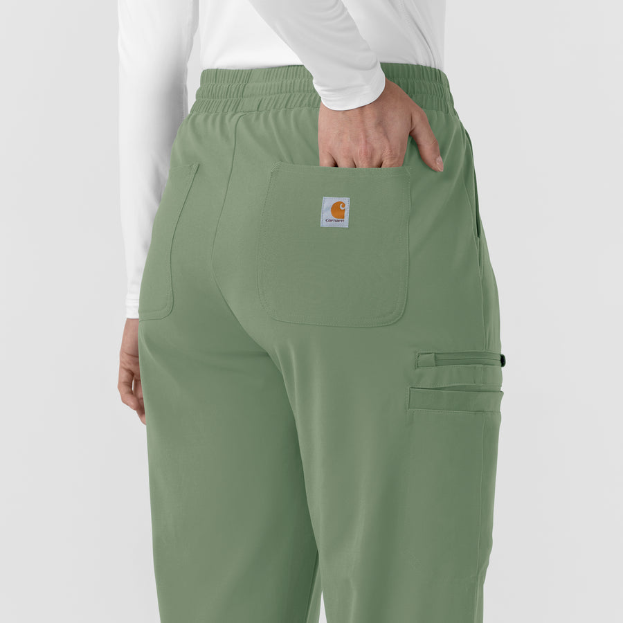 Force Cross-Flex Knit Women's Boot Cut Scrub Pant Green Slate back detail