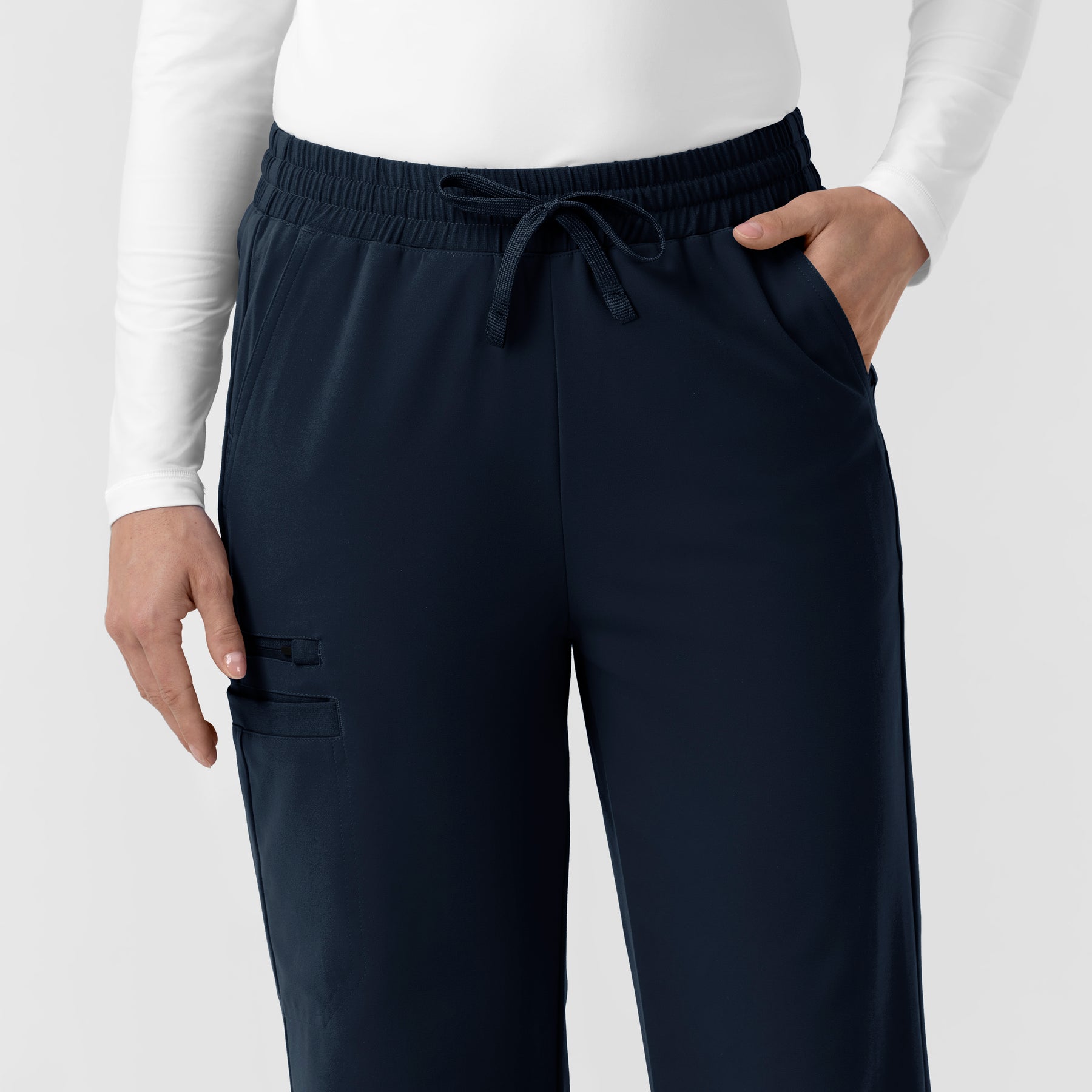 Force Cross-Flex Knit Women's Boot Cut Scrub Pant Navy hemline detail