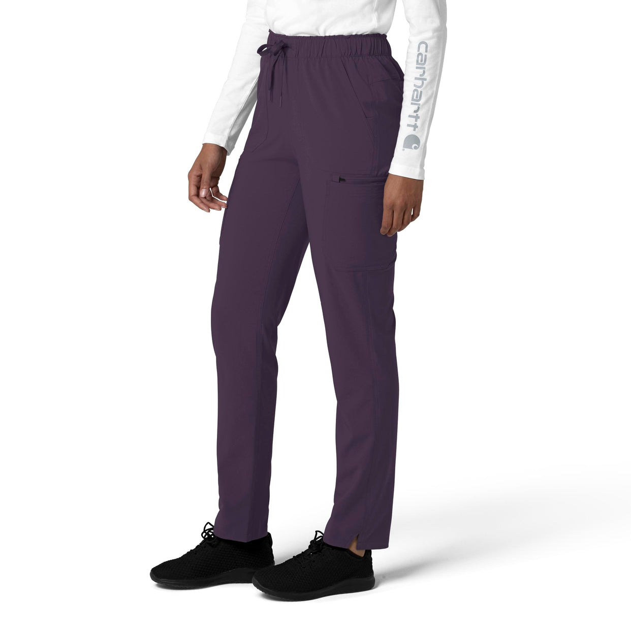 Force Cross-Flex Women's Straight Leg Cargo Scrub Pant Black Plum side view