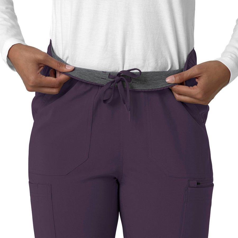 Force Cross-Flex Women's Straight Leg Cargo Scrub Pant Black Plum side detail 1