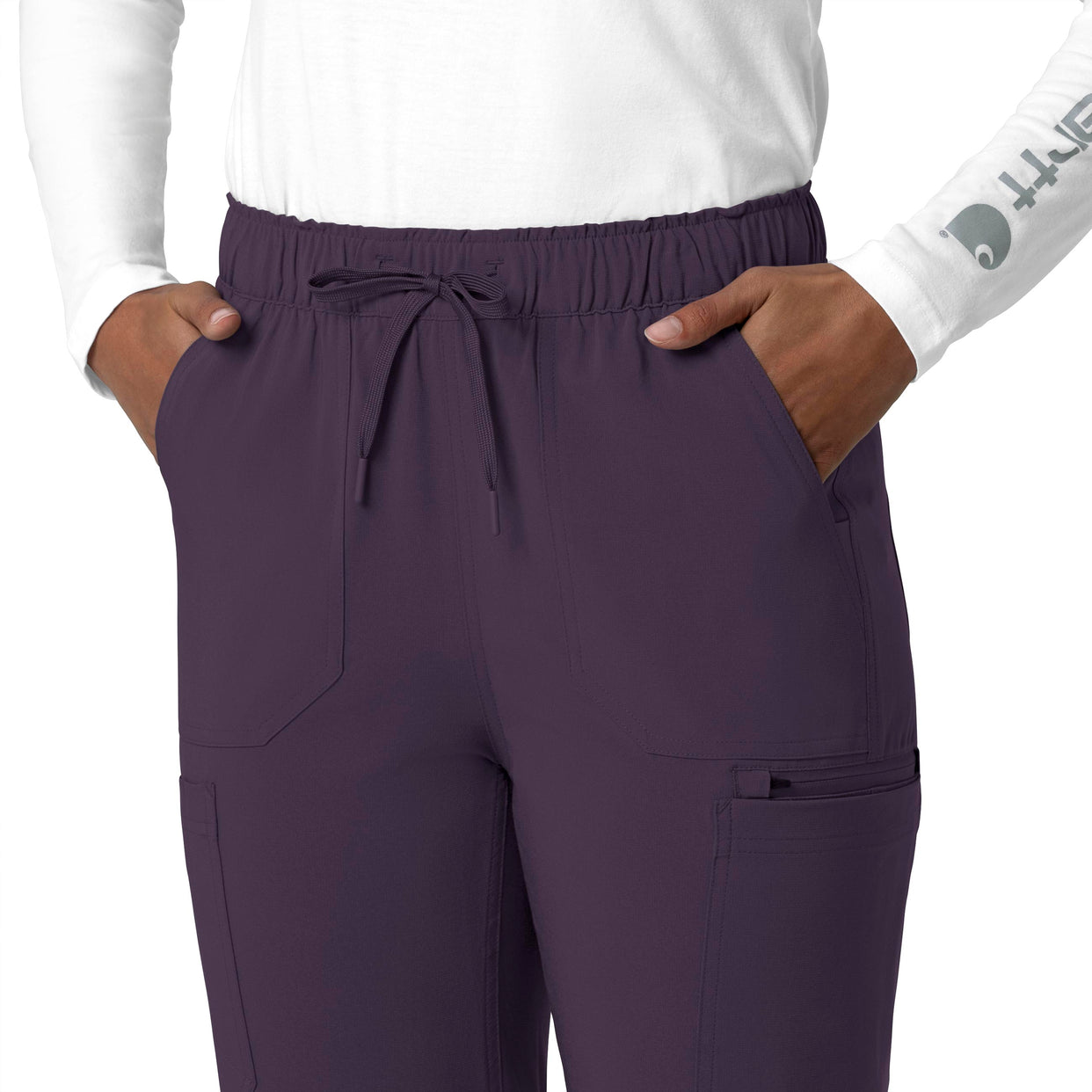 Force Cross-Flex Women's Straight Leg Cargo Scrub Pant Black Plum side detail 2