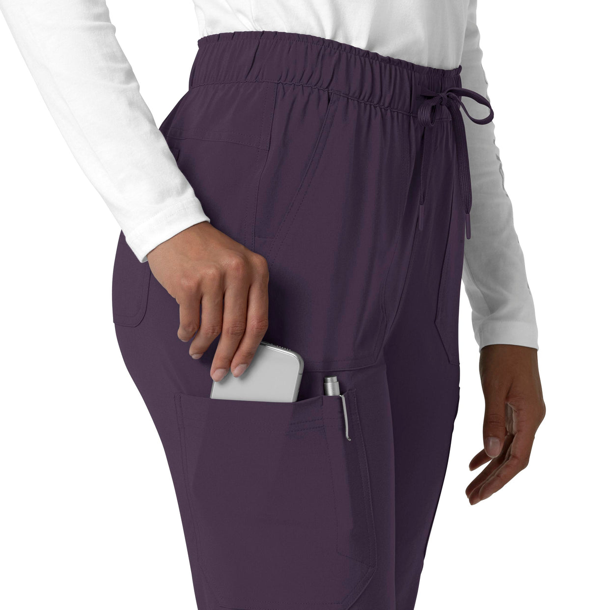 Force Cross-Flex Women's Straight Leg Cargo Scrub Pant Black Plum back detail